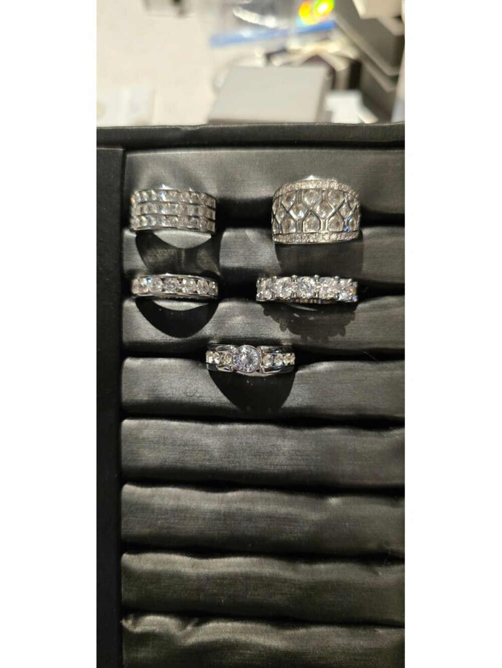 Lot of 5 Bling Rings sz mostly 8, S925 for some